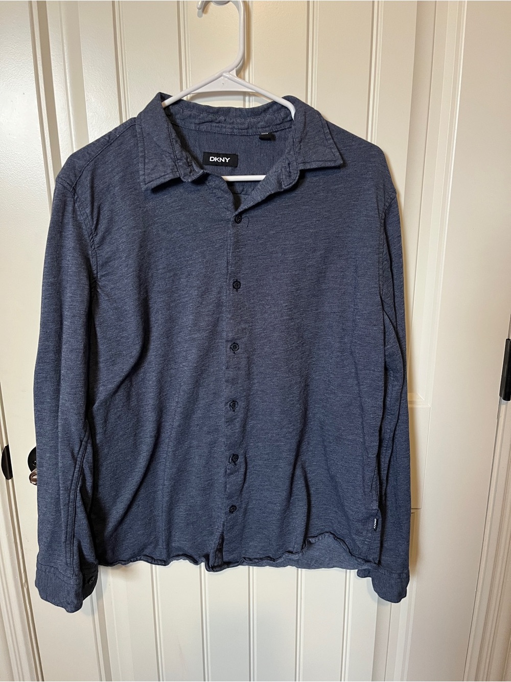 DKNY Men's Button-Up Shirt in Heather Blue
